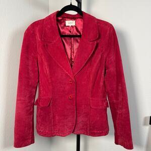 NEIMAN MARCUS EXCLUSIVE VINTAGE WOMEN'S RED LEATHER SUEDE BLAZER JACKET XL